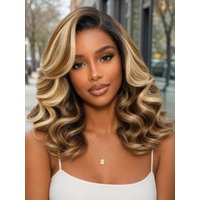 UNice Rooted Honey Blonde Highlights Layered Wavy Bob Bye-Bye Slip™ 7x5 Lace Glueless Wig