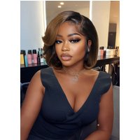 UNice Side Part Bob Bye-Bye Slip™ 7x5 Pre-Cut Lace Human Hair Dark Root Ombre Brown Wig for Beginners