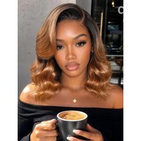 UNice Rooted Honey Brown 90s Blowout Bob Bye-Bye Slip™ 7x5 Lace Glueless Human Hair Wig