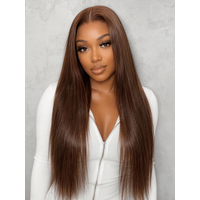 UNice Chestnut Brown Highlights Straight Bye-Bye Slip™ 7x5 Lace Glueless Human Hair Wig