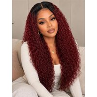 UNice Black to Burgundy Ombre Water Wave Bye-Bye Slip™ 7x5 Lace Glueless Human Hair Wig