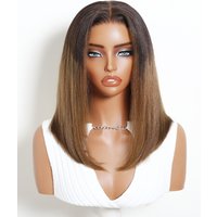 UNice Brown to Honey Blonde Ombre Yaki Straight Bob Wig Bye-Bye Slip™ 7x5 Lace Glueless Wig