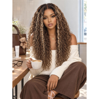 UNice Rich Brown with Blonde Highlights Beach Wave Bye-Bye Slip™ 7x5 Lace Glueless Wig