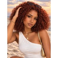 UNice Reddish Brown Curly Bye-Bye Slip™ Ready-to-Wear Glueless Human Hair Wig Bold Color Vacation Photo Ready