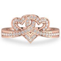 Unique Heart Knot 14K Rose Gold Freeform Shank Promise Ring
