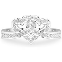 Unique Heart Knot 18K White Gold Freeform Shank Promise Ring