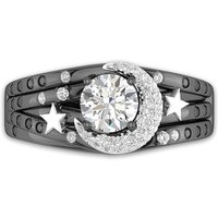Gothic Moon Star Ring Women