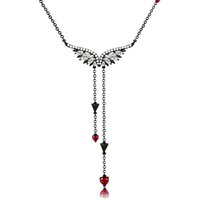 Gothic Wing Black Plated Pendant Necklace