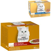 96 x 85 g Jumbopack Gourmet Gold + 24 x 85 g Fine Paté på köpet! - Möra bitar i sås: nötkött, kyckling, lax, kalkon