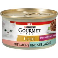 12x85g Gourmet Gold Recettes raffinées Duo saumon, colin - Sachet pour chat