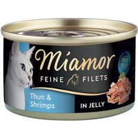 6x100g Miamor Filets Fins thon blanc, crevettes en gelée - Pâtée pour chat
