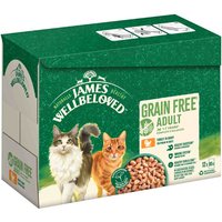 James Wellbeloved Grain Free Hypoallergenic Adult Cat med kalkon - Ekonomipack: 48 x 85 g
