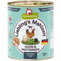 Lot GranataPet Liebling's Mahlzeit 12 x 800 g pour chien - poulet, panais, basilic, sureau, huile de lin