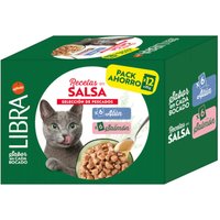 12x85g Libra Cat Selectie van vis in saus, zalm & tonijn, natvoer voor katten