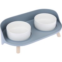 Gamelle double en céramique TIAKI pour chien et chat - capacité : 2 x 450 mL, 12,5 cm de diamètre