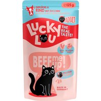 48x 125g Lucky Lou Adult volaille & bœuf nourriture pour chat humide