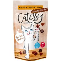 Snacks crujientes Catessy para gatos - 15 x 65 g - Pack Ahorro - con pato, pavo y pollo
