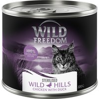 Wild Freedom Adult Sterilised 6 x 200 g - spannmålsfritt - Sterilised Wild Hills Sterilised - anka & kyckling