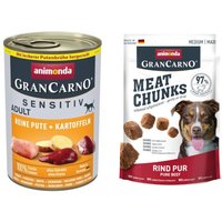 6 x 400 g animonda GranCarno Adult Sensitive + 80 g Meat Chunks på köpet! - Rent kalkonkött & potatis
