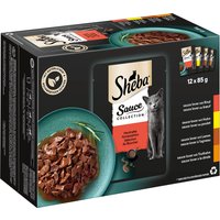 Lot mixte Sheba 48 x 85 g pour chat - Sauce Collection (bœuf, poulet, agneau, dinde)