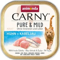 Lot économique 64 x 100 g animonda Carny Adult Pure & Mild poulet, cabillaud, nourriture humide pour chat