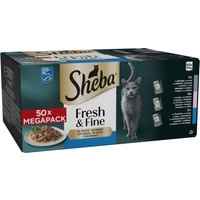 Multipack Sheba Fresh & Fine portionspåsar 50 x 50 g - Med torsk, lax och tonfisk i sås