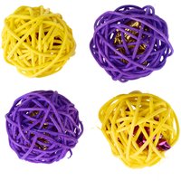 Lot de balles en osier TIAKI pour chat - lot de 4 balles