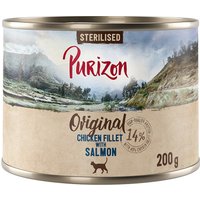 Purizon Adult Sterilised 6 x 200 g - spannmålsfritt - Kycklingfilé med lax