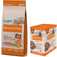 12 kg Nature's Variety Medium/Maxi + 4 x 300 g Paté No Grain på köpet! - No Grain Puppy lax