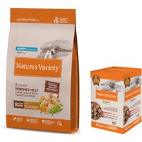 Nature's Variety torrfoder + Original Paté No Grain våtfoderblandning på köpet! - 7 kg Healthy Grains Puppy Mini kyckling + 4 x 150 g Mini