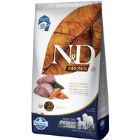 Dubbelpak: 2x7kg N&D Dog Brown Adult Medium & Maxi Lam, Wortel & Spirulina droogvoer voor honden
