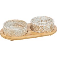 Trixie Set de gamelles en céramique & Bambou 2x300ml 30x6x15cm chat