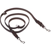 Heim dubbelkoppel av läder med inflätade karbinhakar - 220 cm långt / 18 mm brett