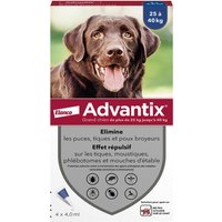 4 pipettes Advantix pour chien de grande taille, 25 et 40 kg
