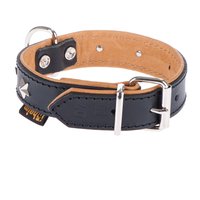 Heim Stars läderhalsband, svart/beige - Storlek 40: 30 - 37 cm halsomfång