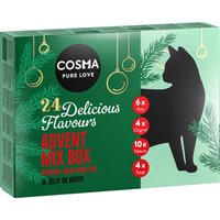 Coffret de l'Avent Cosma pour chat - 1 coffret contenant 24 aliments humides Cosma (1710 g)