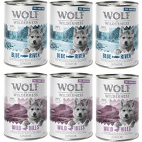 24x400g Wolf of Wilderness Free Range lot mixte Junior canard, saumon élevés en liberté