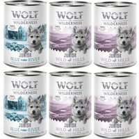 Wolf of Wilderness Junior Mixpack - 6 x 400 g 4x Anka & kalv, 2x Kyckling & lax