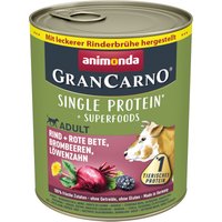 6x800g Adult Superfoods bœuf, betteraves rouges, mûres, pissenlit Animonda GranCarno