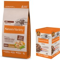 Nature's Variety torrfoder + Original Paté No Grain våtfoderblandning på köpet! - 7 kg Healthy Grains Adult Mini kyckling + 4 x 150 g Mini