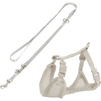 Harnais souple Trixie Junior avec laisse 26-34 cm/1 cm, 200 cm, gris clair - pour chien