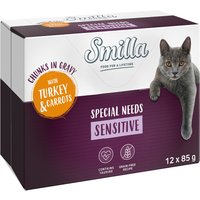 Smilla Pouch Adult Sensitive Chunks in Sauce med grönsaker - Kalkon och morötter (12 x 85 g)