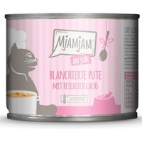 6x185g MjAMjAM à la sauce dinde blanchie avec beaucoup de saumon Nourriture pour chat humide