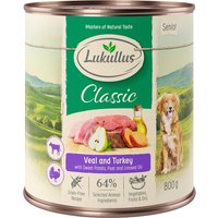 Lot Lukullus 24 x 800 g pour chien - Senior veau, dinde (sans céréales)