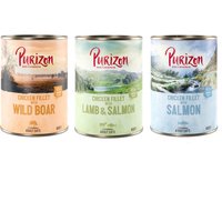 Purizon Original Adult 6 x 400 g - spannmålsfritt - Mixpaket (2 x Vildsvin, 2 x Lax, 2 x Lamm)