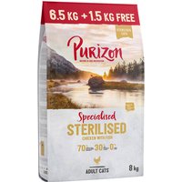 6,5kg + 1,5kg Sterilised poulet, poisson Purizon- Croquettes pour chat
