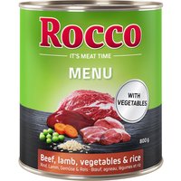 Ekonomipack: Rocco Menu 24 x 800 g - Nötkött med lamm, grönsaker & ris