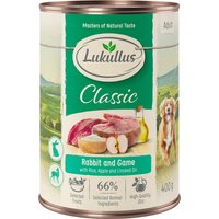 Lukullus Naturkost Adult 6 x 400 g - Kanin & vilt