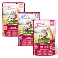 GranataPet Delicatessen i sås 12 x 100 g - Fjäderfämix (3 sorter)