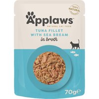 48x70g Applaws Filet de thon/brème Sachets pour chat